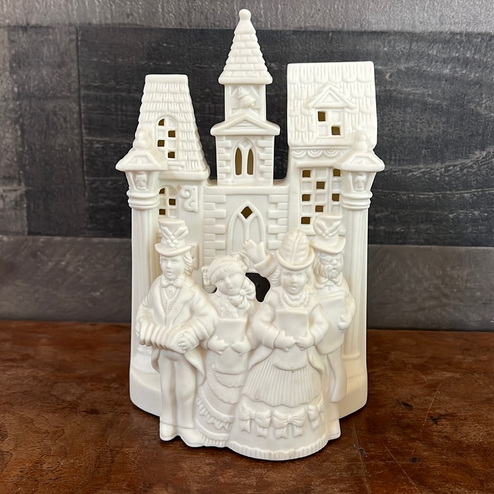 Party Lite White Porcelain “Christmas Carrol” Candle Holder